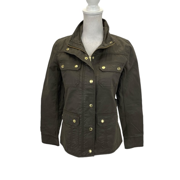 J. Crew Waxed Downtown Field Jacket Coat Size XS Green - Picture 3 of 16